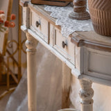 Half-Moon Distressed Wood White Console Table with Storage Image - 12