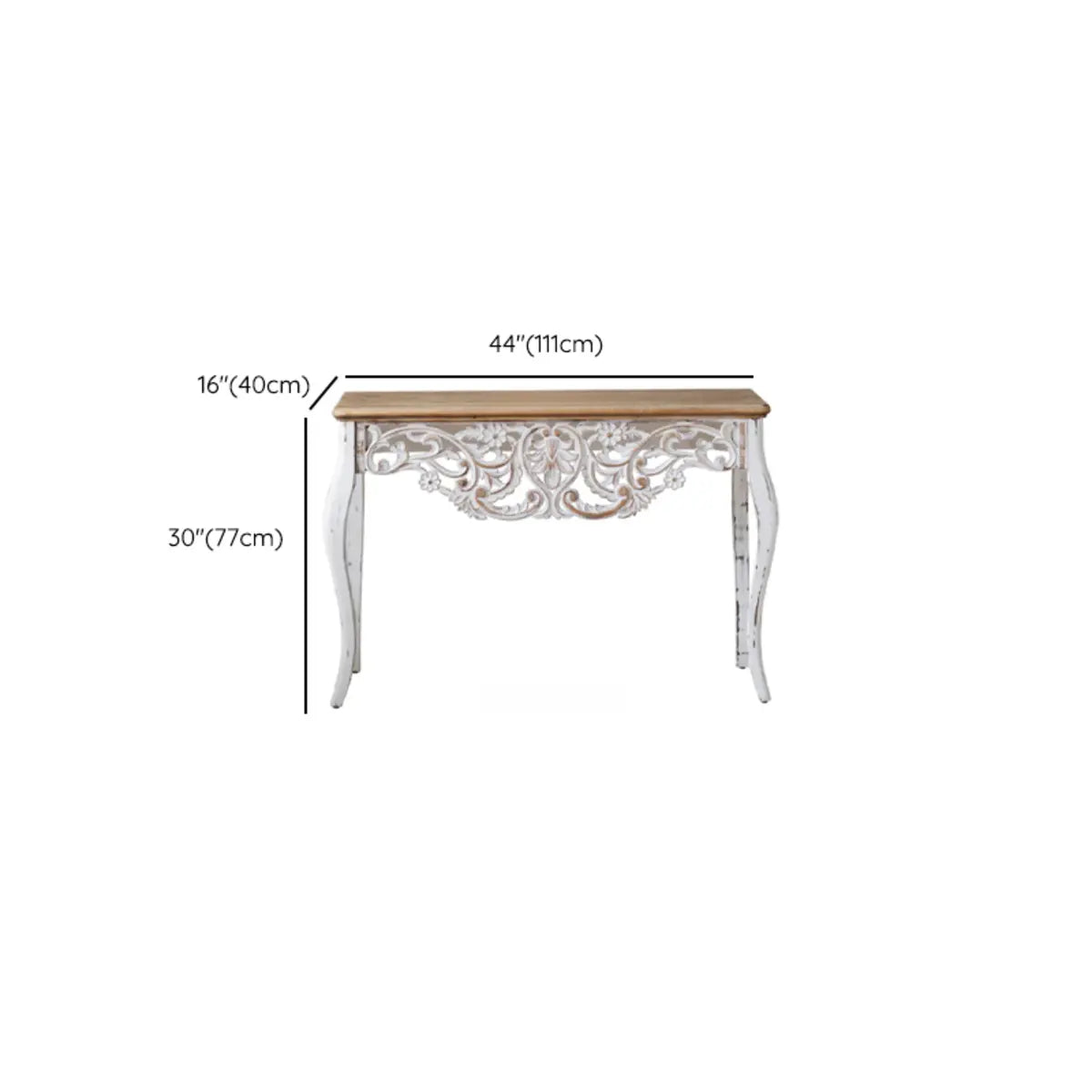 Half-Moon Distressed Wood White Console Table with Storage Image - 27