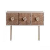 Half-Moon Distressed Wood White Console Table with Storage Image - 13