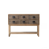 Half-Moon Distressed Wood White Console Table with Storage Image - 9