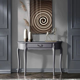 Half Moon Wood Grey Storage Console Table with Drawers Image - 1