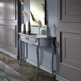 Half Moon Wood Grey Storage Console Table with Drawers Image - 4