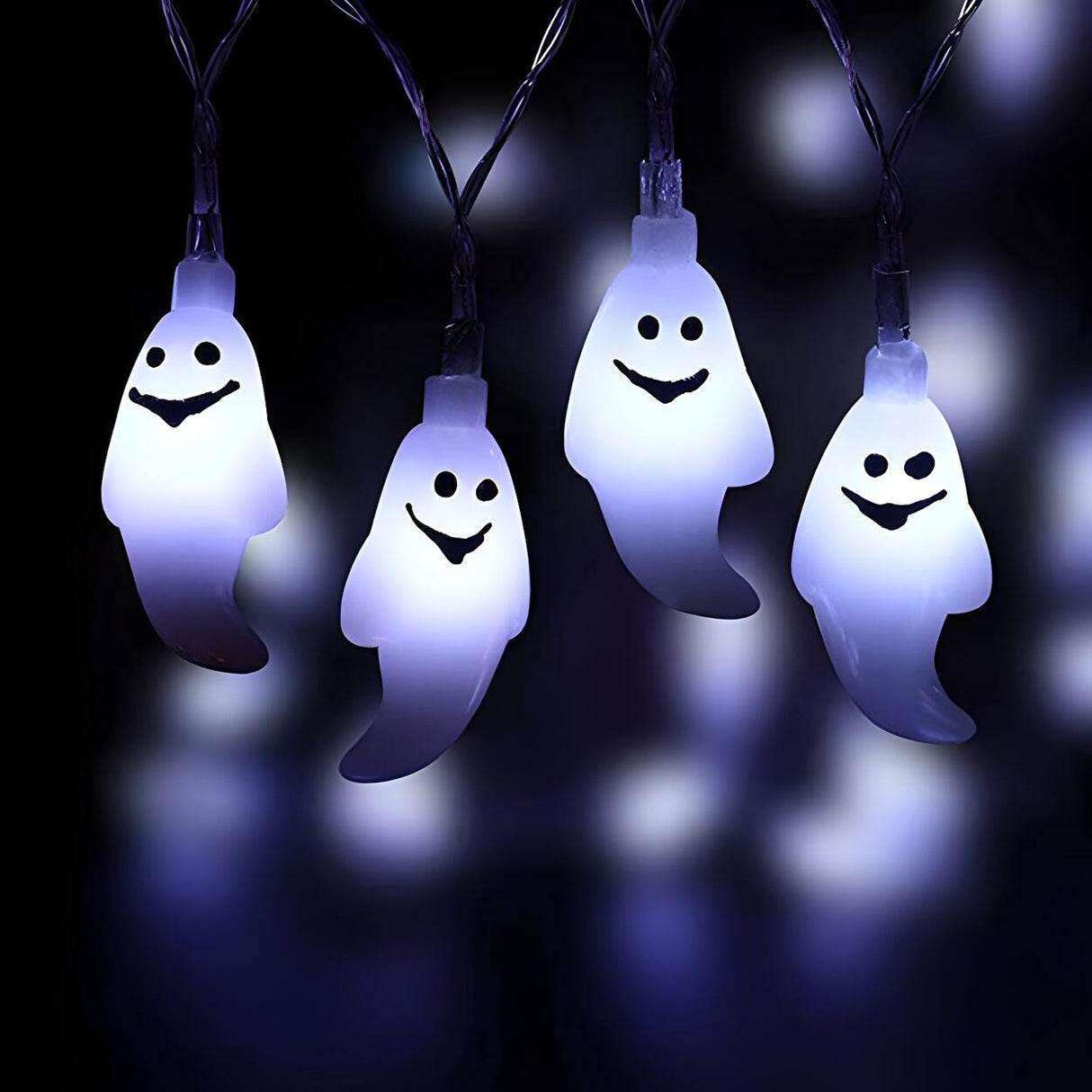 Halloween Battery-Powered Ghost LED String Lights Image - 2