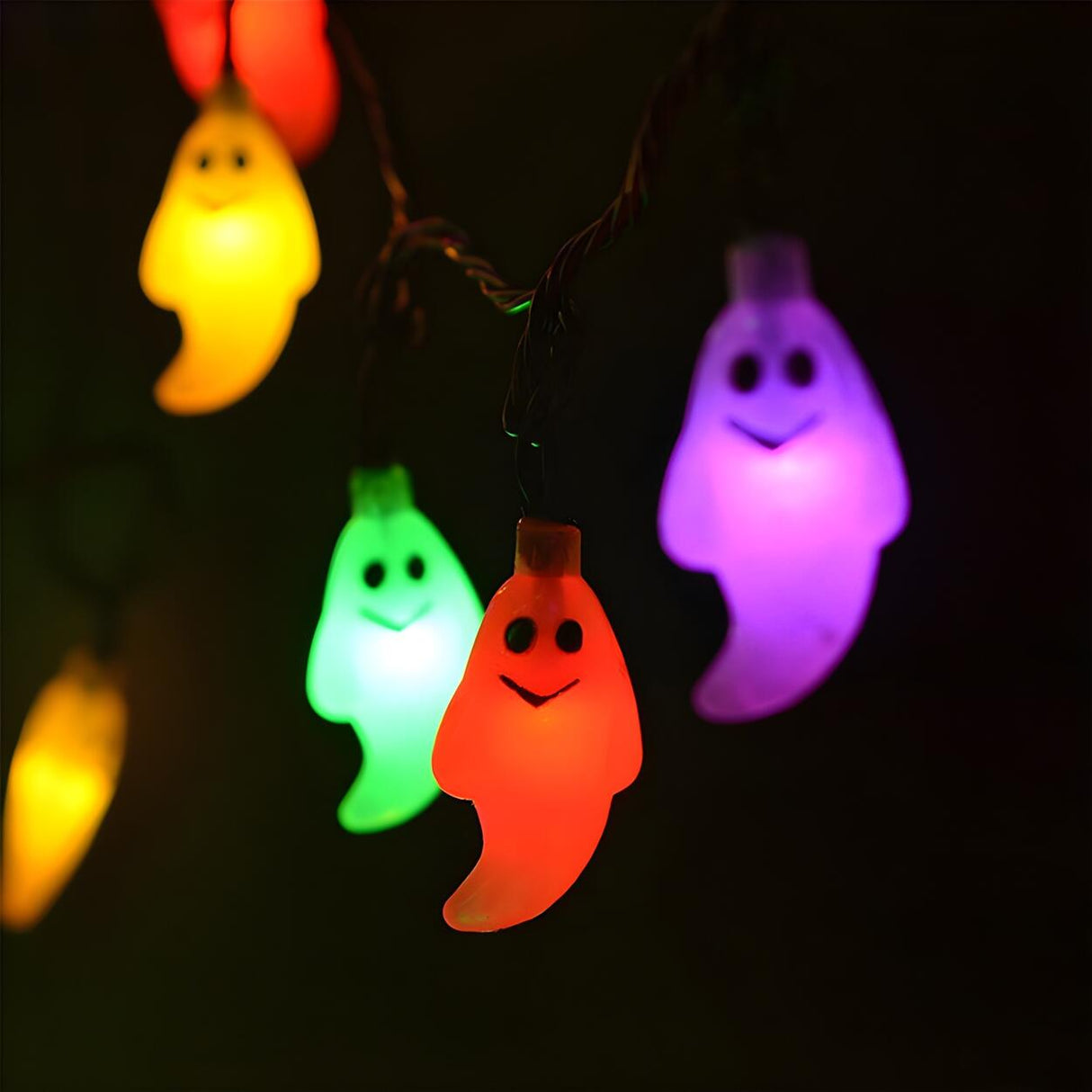 Halloween Battery-Powered Ghost LED String Lights Image - 5