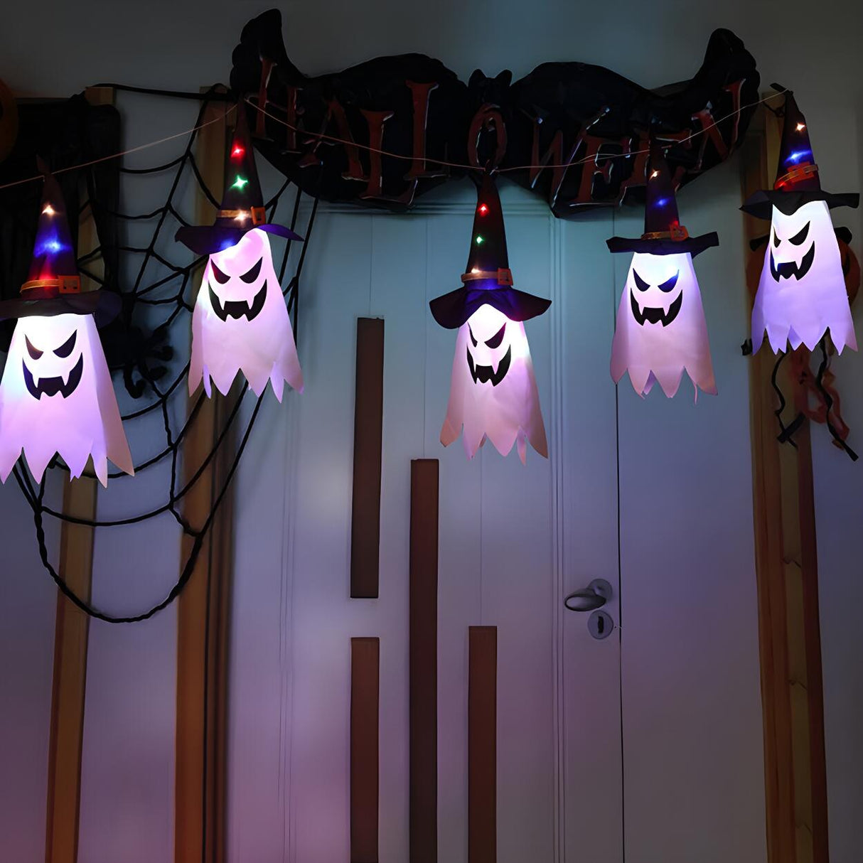 Halloween Witch Hat Ghost LED Outdoor String Lights Image - 14