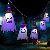 Halloween Witch Hat Ghost LED Outdoor String Lights Image - 2