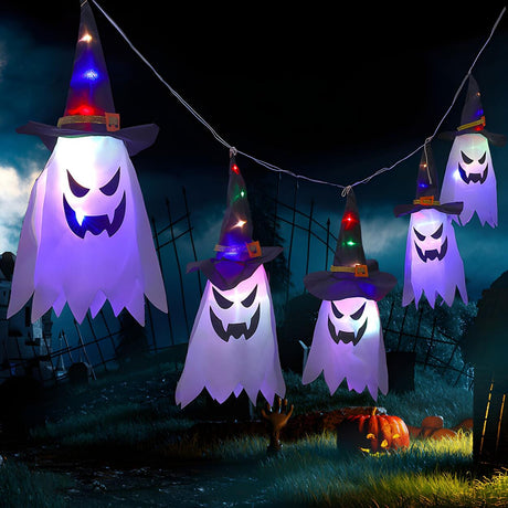 Halloween Witch Hat Ghost LED Outdoor String Lights Image - 2