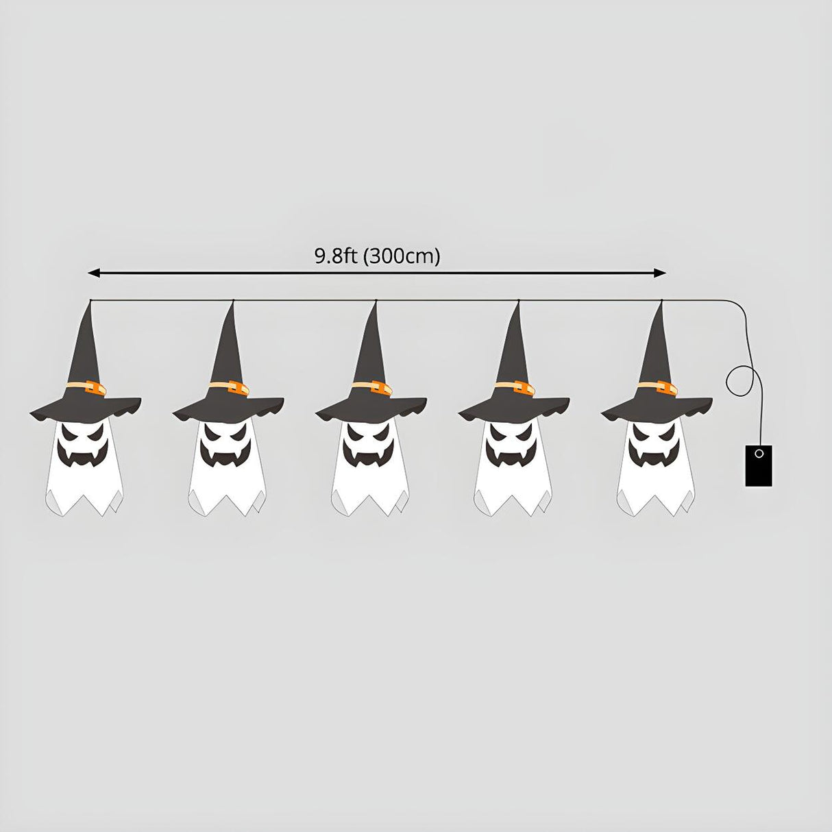 Halloween Witch Hat Ghost LED Outdoor String Lights Image - 6