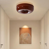 Hallway Amber Pudding Glass Flush Mount Ceiling Light Image - 4