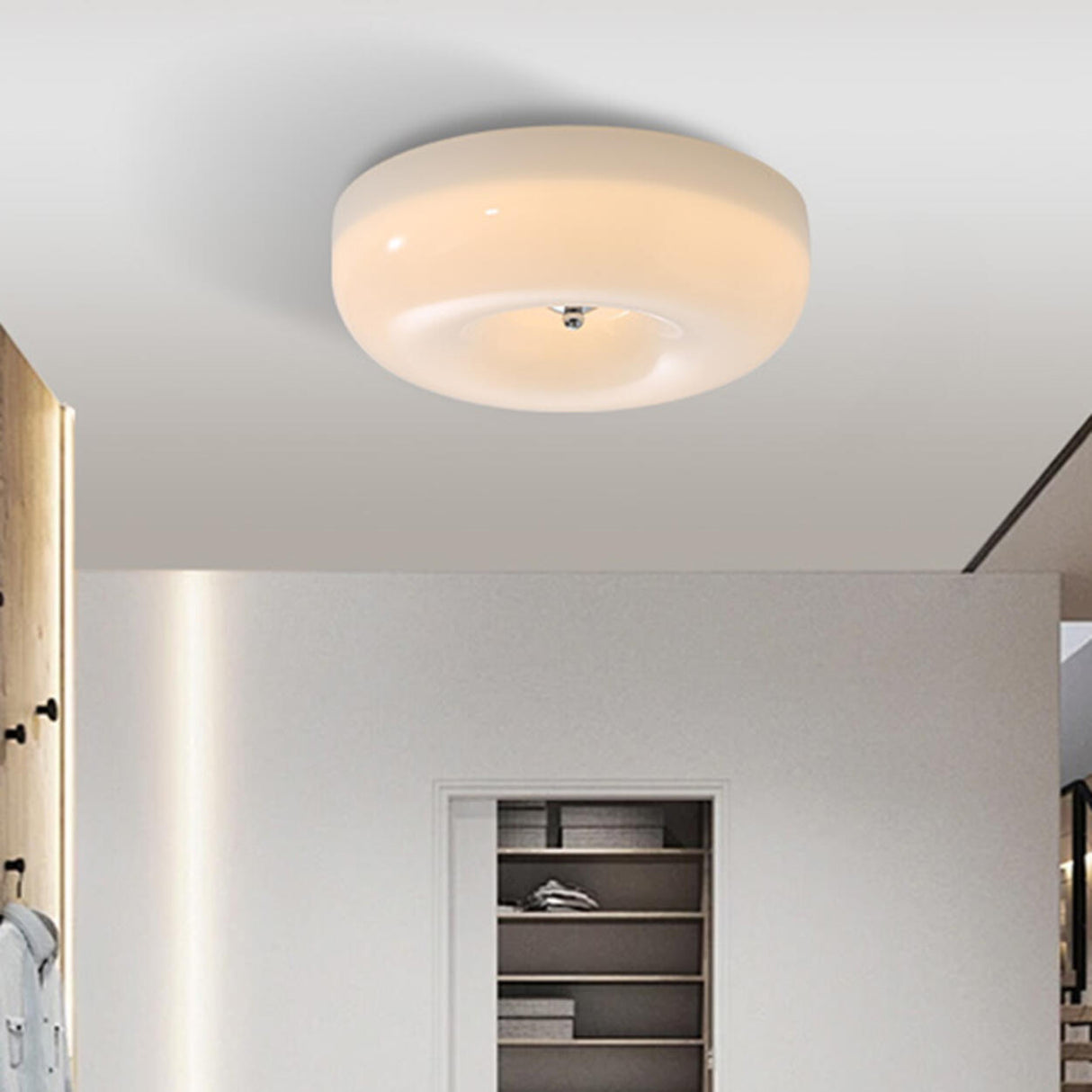 Hallway Amber Pudding Glass Flush Mount Ceiling Light Image - 6