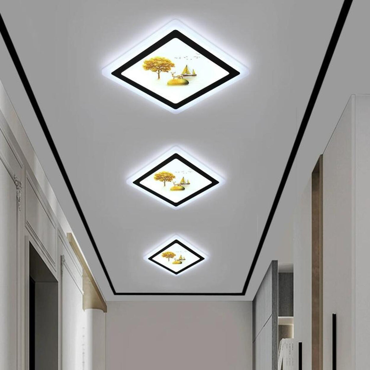 Hallway Artistic Nature Rhombus LED Flush Mount Light Image - 1