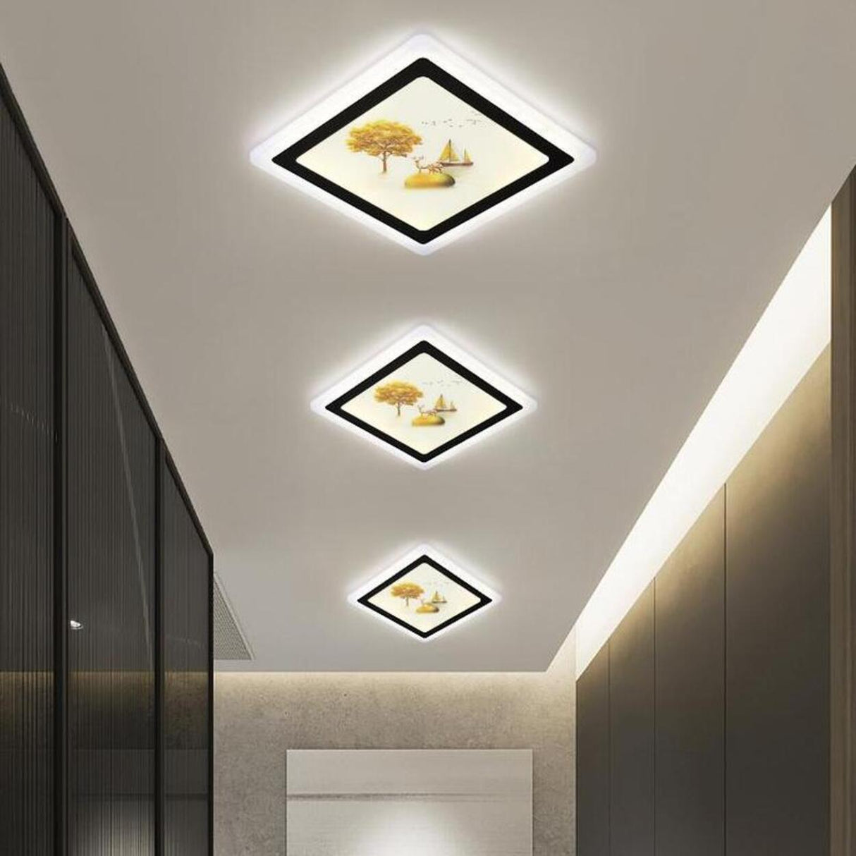 Hallway Artistic Nature Rhombus LED Flush Mount Light Image - 5