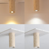 Hallway Beige Cylinder Stone Flush Mount Ceiling Light Image - 10