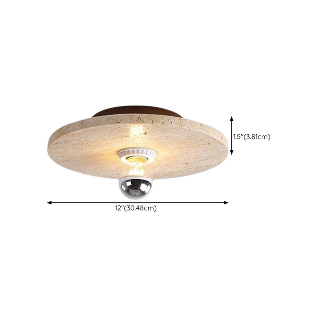 Hallway Beige Cylinder Stone Flush Mount Ceiling Light 