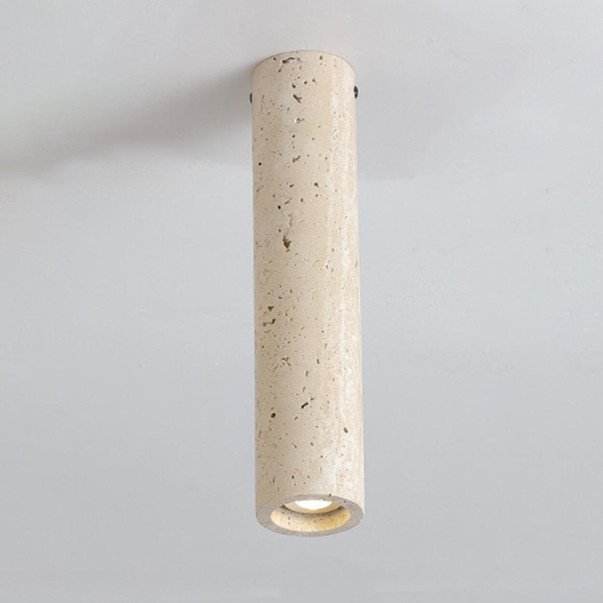 Hallway Beige Cylinder Stone Flush Mount Ceiling Light Image - 5