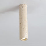 Hallway Beige Cylinder Stone Flush Mount Ceiling Light Image - 5