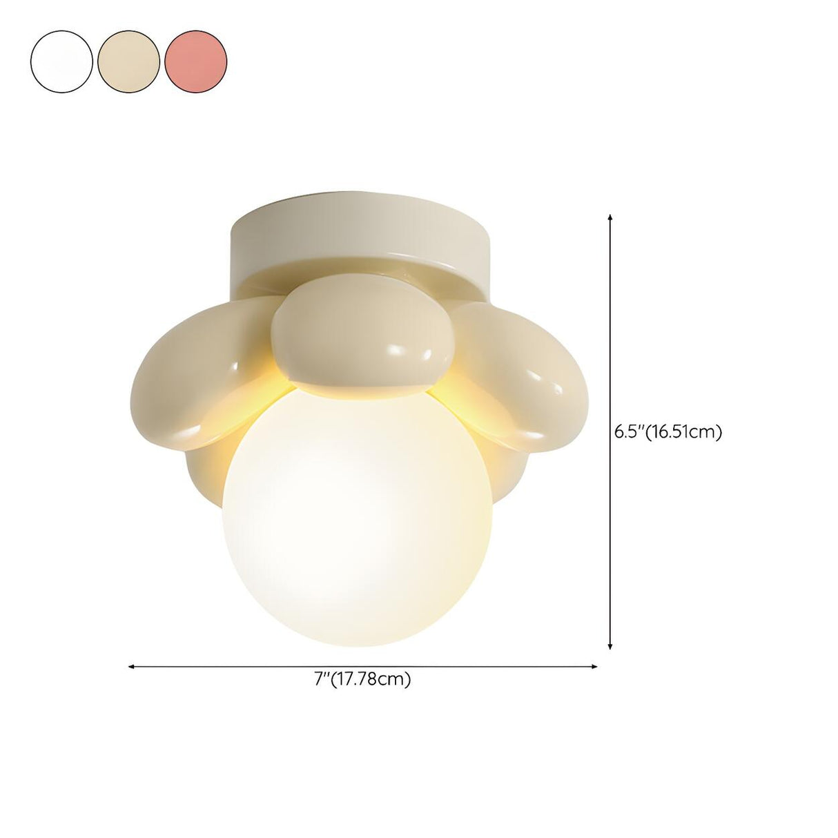 Hallway Beige Flower Semi-Flush Mount Ceiling Light 