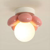 Hallway Beige Flower Semi-Flush Mount Ceiling Light Image - 2