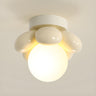 Hallway Beige Flower Semi-Flush Mount Ceiling Light Image - 3