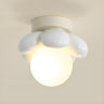 Hallway Beige Flower Semi-Flush Mount Ceiling Light Image - 5