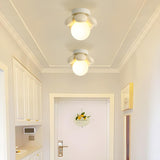 Hallway Beige Flower Semi-Flush Mount Ceiling Light Image - 7