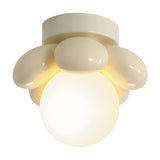 Hallway Beige Flower Semi-Flush Mount Ceiling Light Image - 8