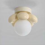 Hallway Beige Flower Semi-Flush Mount Ceiling Light Image - 9