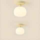 Hallway Beige Pumpkin Resin Semi-Flush Mount Light Image - 13