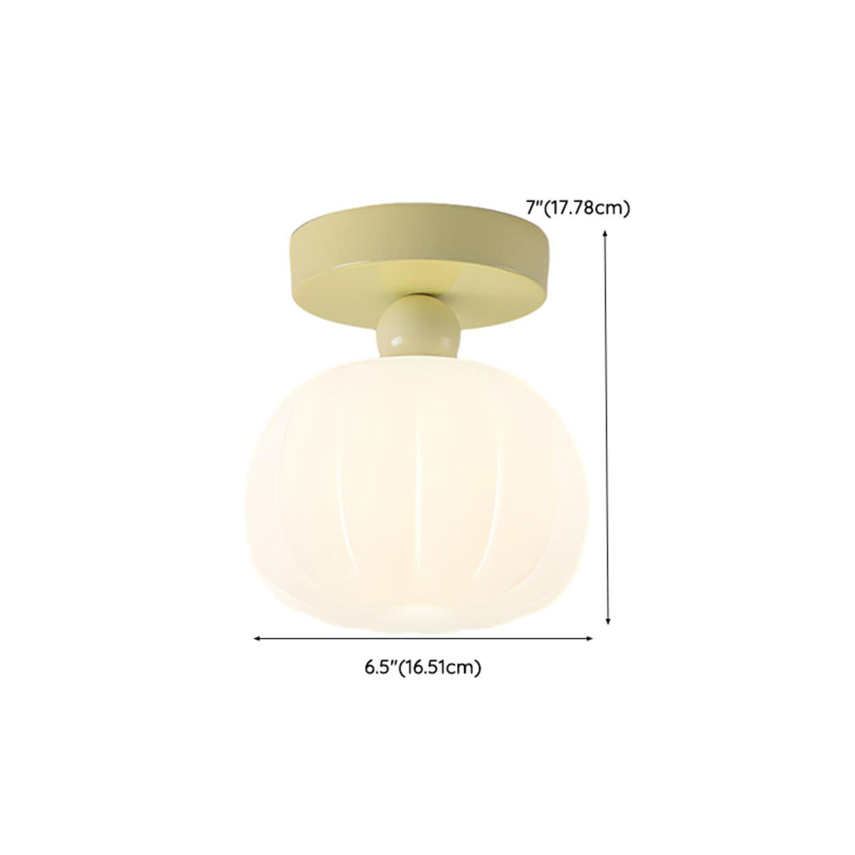 Hallway Beige Pumpkin Resin Semi-Flush Mount Light 