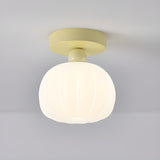 Hallway Beige Pumpkin Resin Semi-Flush Mount Light Image - 2