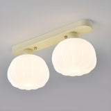 Hallway Beige Pumpkin Resin Semi-Flush Mount Light Image - 4