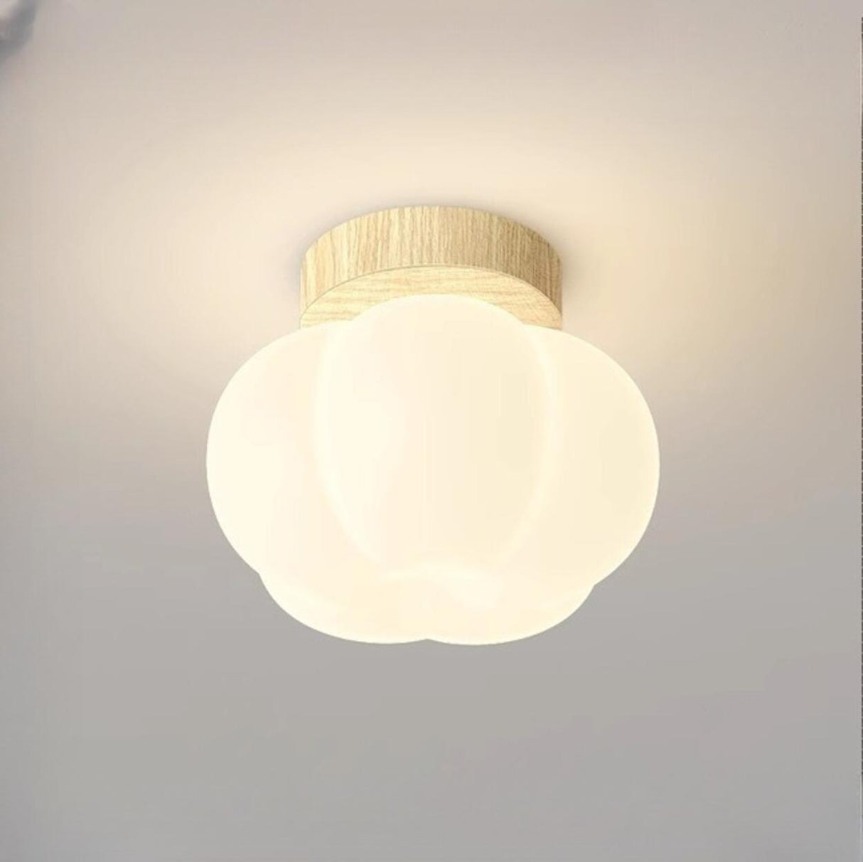 Hallway Beige Pumpkin Wood Semi-Flush Mount Light Image - 11