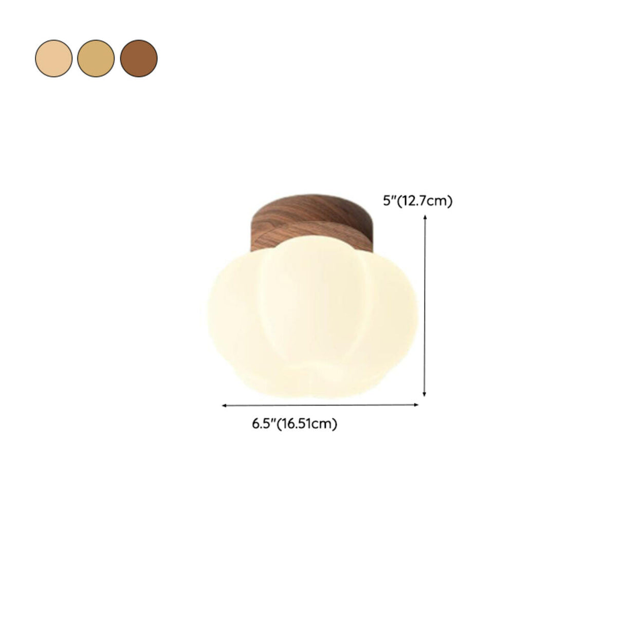 Hallway Beige Pumpkin Wood Semi-Flush Mount Light 