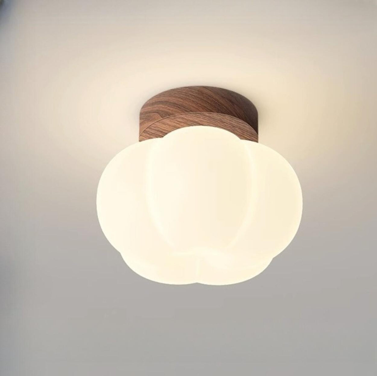 Hallway Beige Pumpkin Wood Semi-Flush Mount Light Image - 9