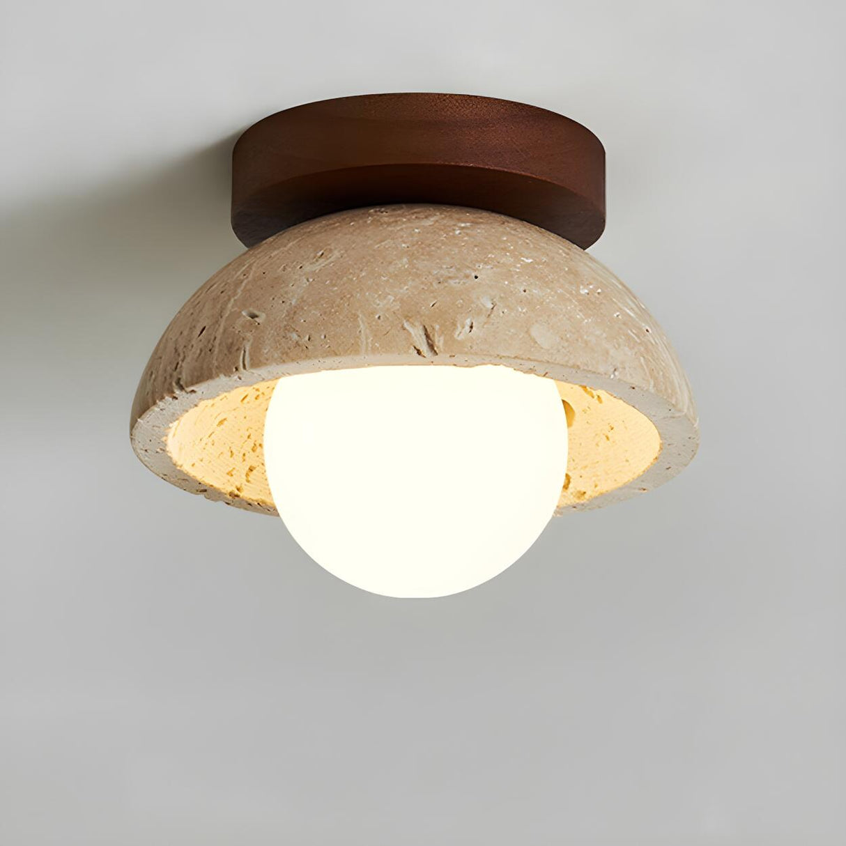 Hallway Beige Stone Semi Flush Mount Ceiling Light Image - 2