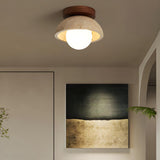 Hallway Beige Stone Semi Flush Mount Ceiling Light Image - 3