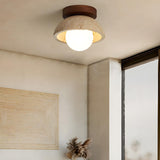 Hallway Beige Stone Semi Flush Mount Ceiling Light Image - 4