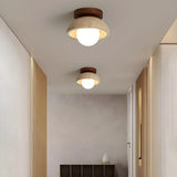 Hallway Beige Stone Semi Flush Mount Ceiling Light Image - 5