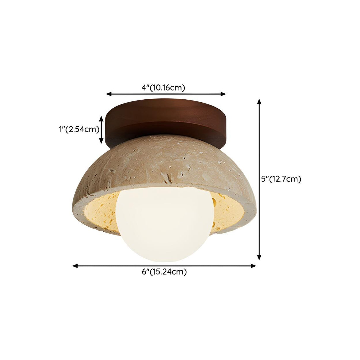 Hallway Beige Stone Semi Flush Mount Ceiling Light 