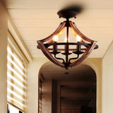 Hallway Black Candleholder Iron Semi-Flush Mount Light Image - 2