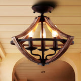 Hallway Black Candleholder Iron Semi-Flush Mount Light Image - 3