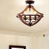 Hallway Black Candleholder Iron Semi-Flush Mount Light Image - 4