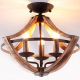 Hallway Black Candleholder Iron Semi-Flush Mount Light Image - 6