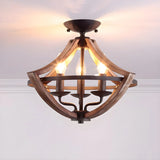 Hallway Black Candleholder Iron Semi-Flush Mount Light Image - 7