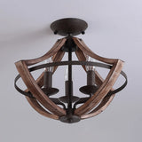 Hallway Black Candleholder Iron Semi-Flush Mount Light Image - 9