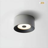 Hallway Black Cylinder Glass LED Flush Mount Light Image - 10