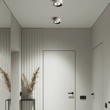 Hallway Black Cylinder Glass LED Flush Mount Light Image - 13