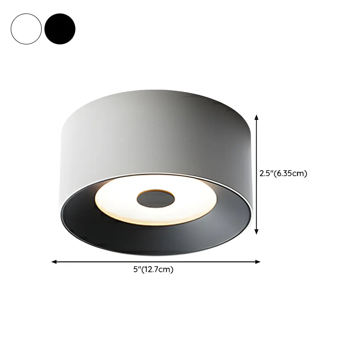 Hallway Black Cylinder Glass LED Flush Mount Light 