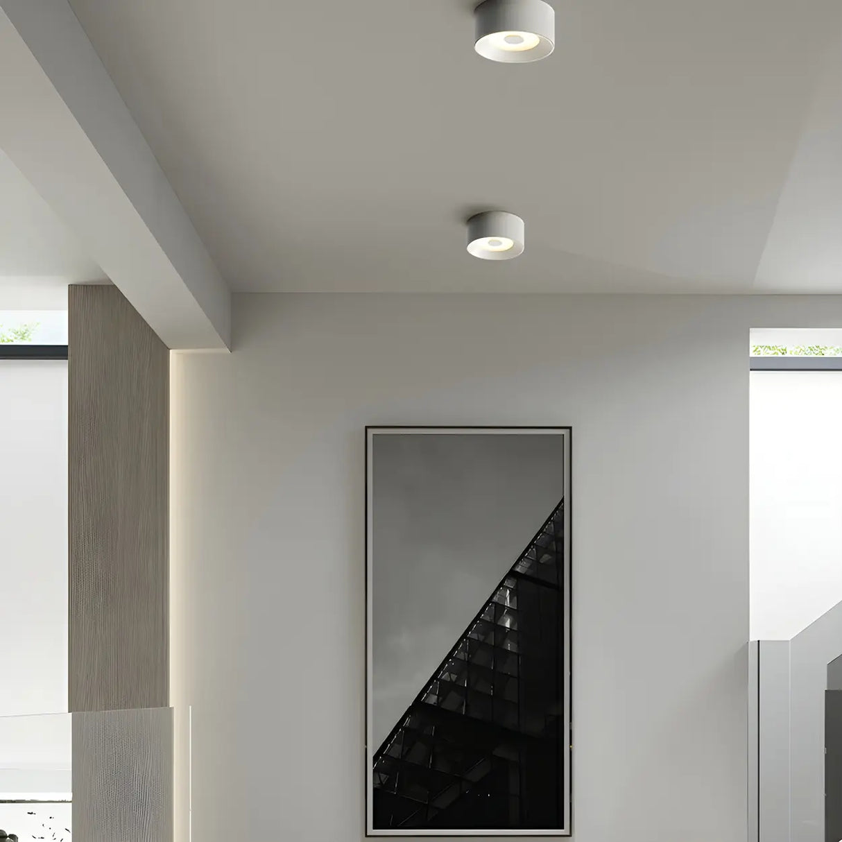 Hallway Black Cylinder Glass LED Flush Mount Light Image - 4