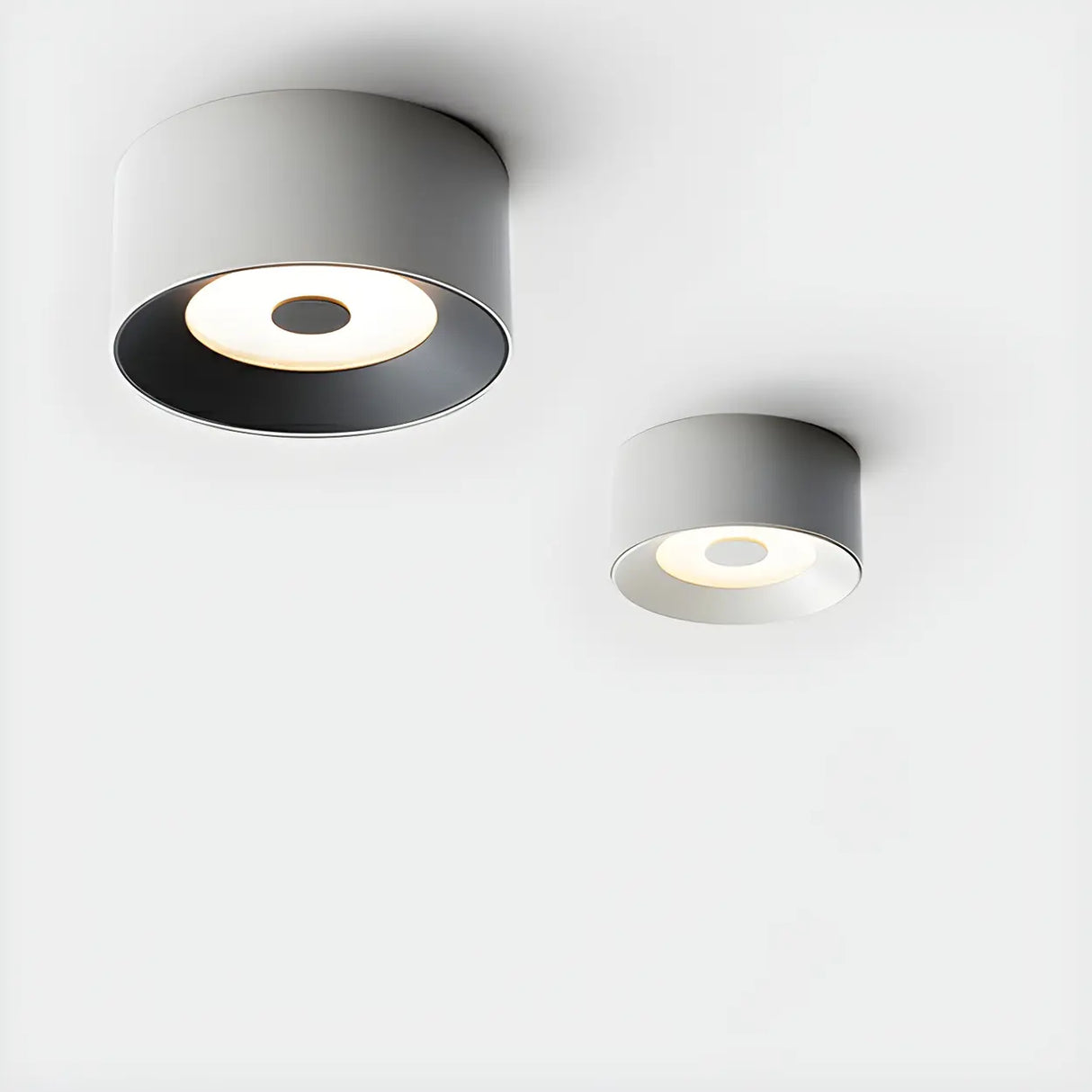 Hallway Black Cylinder Glass LED Flush Mount Light Image - 6